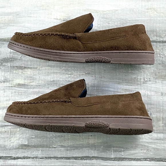 Men’s Moccasin Slipper House Shoe Indoor Outdoor Foam Hard Sole Cozy Loafer - Picture 8 of 16